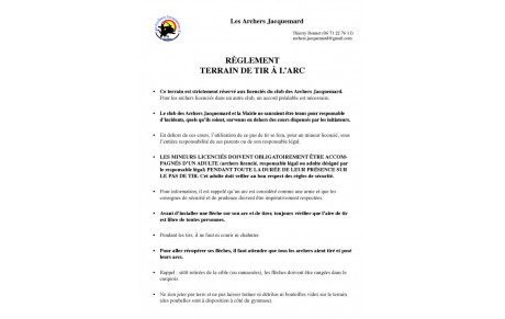 RÈGLEMENT DU TERRAIN DE TIR À L’ARC